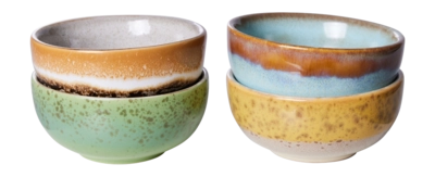HKliving 70's Ceramics Kommetjes Ø 8,3 cm - Set van 4 - Castor