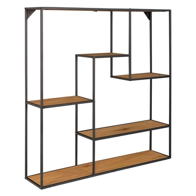 House Nordic Wandmeubel Avery 85x18x85 cm eikenkleurig en zwart