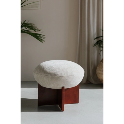 Housecraft Living Ufo Poef op Houten onderstel Rond 51 cm Beige| Bruin