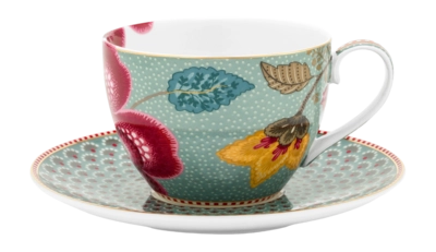 Pip Studio Blooming Tales Koffiekop Fantasy Blue Home Cup And Saucer