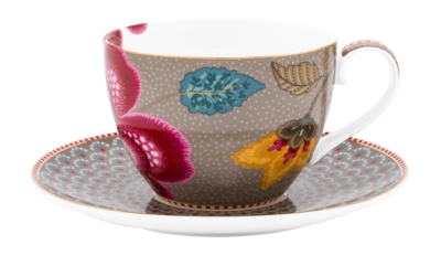 Pip Studio Blooming Tales Fantasy Koffiekop Khaki Home kop en schotel