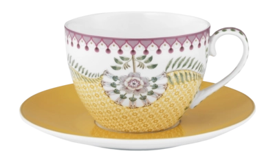 Pip Studio Lily & Lotus Tiles Koffiekop Yellow Home Cup And Saucer