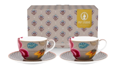 Pip Studio Blooming Tales Fantasy Koffiekop Khaki Home Cups And Saucers Set van 2