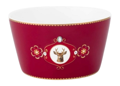 Pip Studio Love Birds Medallion Deer Kom Dark Red 15 cm (Set van 4)