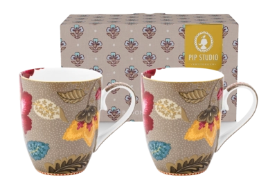 Pip Studio Blooming Tales Fantasy Mok Khaki Home Mug Large (Set van 2)
