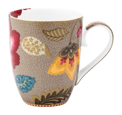 Pip Studio Blooming Tales Mok Fantasy Khaki Home Mug Large (Set van 6)