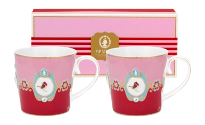 Pip Studio Love Birds Medallion Mok Red-Pink Home Mugs Large (Set van 2)