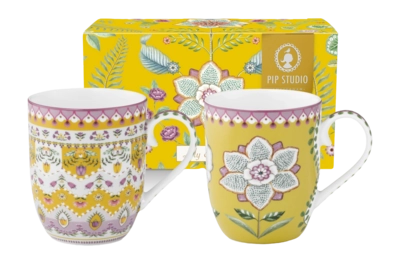 Pip Studio Lily & Lotus Mok Yellow Home Mugs Small (Set van 2)