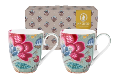 Pip Studio Blooming Tales Fantasy Mok Blue Home Mugs XL (Set van 2)