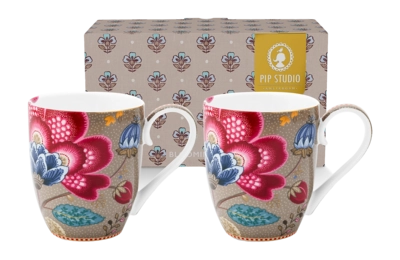 Pip Studio Blooming Tales Mok Fantasy Khaki Home Mugs XL (Set van 2)