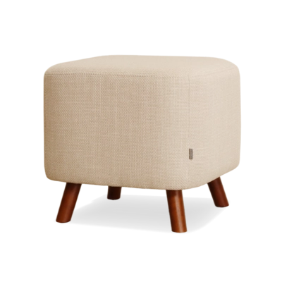 Nolon Julia Vierkante Poef met Houten Pootjes 44 x 44 cm - Beige