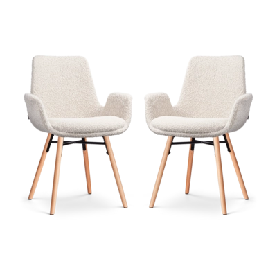 Nolon Nena-Eef Eetkamerstoelen Set van 2 - Boucle Beige - Naturel Hout