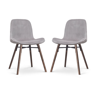 Nolon Nena-Fe Eetkamerstoelen Set van 2 - Rib Warm Grijs - Walnoot