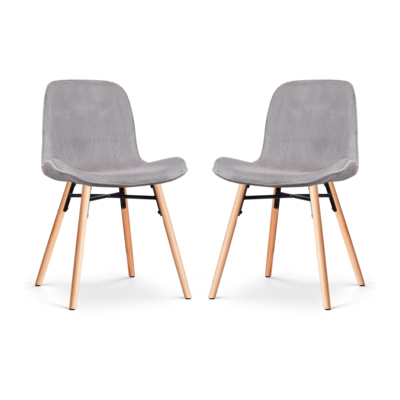 Nolon Nena-Fe Eetkamerstoelen Set van 2 - Ribstof Warm Grijs - Hout