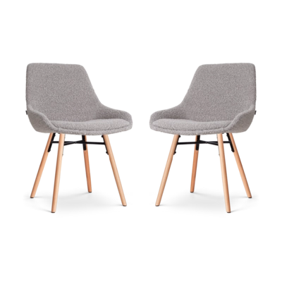 Nolon Nena-Isa Eetkamerstoelen Set van 2 - Boucle Taupe - Houten Poten