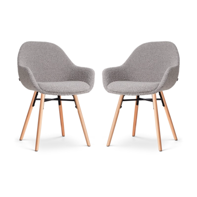 Nolon Nena-Mae Eetkamerstoelen Set van 2 - Boucle Taupe - Houten Poten