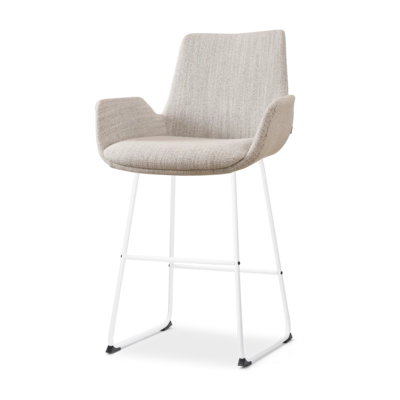 Nolon Nino-Eef Barkruk Beige Gemeleerd - met Armleuning - Wit - 65 cm