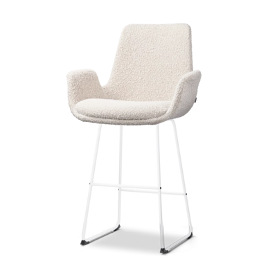 Nolon Nino-Eef Barkruk Boucle Beige - met Armleuning - Wit - 65 cm