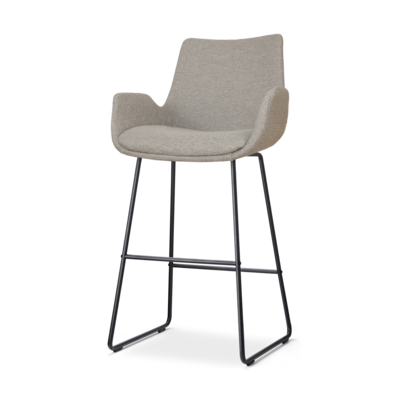 Nolon Nino-Eef Barkruk Warm Grijs - met Armleuning - Zwart - 65 cm