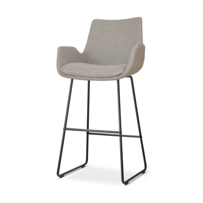 Nolon Nino-Eef Barkruk Warm Grijs - met Armleuning - Zwart - 75 cm