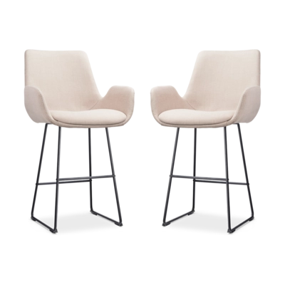 Nolon Nino-Eef Barkrukken Set van 2 - Beige - Zwart - 65 cm