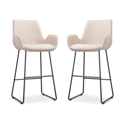 Nolon Nino-Eef Barkrukken Set van 2 - Beige - Zwart - 75 cm