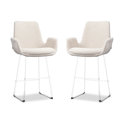 Nolon Nino-Eef Barkrukken Set van 2 - Boucle Beige - Wit - 65 cm
