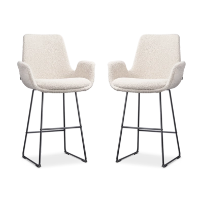 Nolon Nino-Eef Barkrukken Set van 2 - Boucle Beige - Zwart - 65 cm