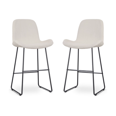 Nolon Nino-Fe Barkruk rib crème - zwart onderstel - 75 cm - set van 2