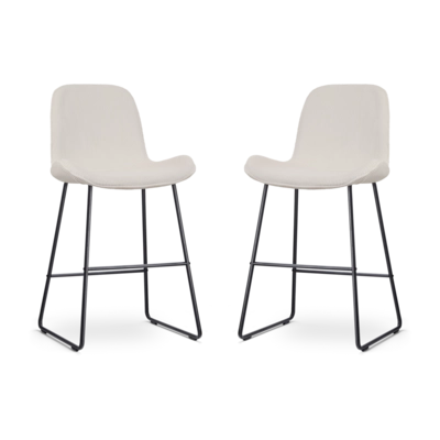Nolon Nino-Fe Barkrukken Set van 2 - Ribstof Creme - Zwart - 65 cm