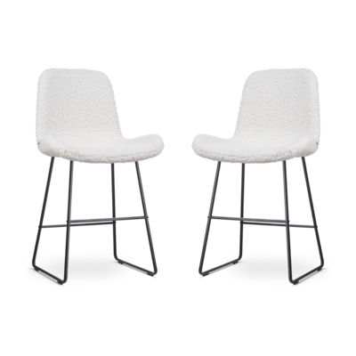 Nolon Nino-Fe Barkrukken Set van 2 - Teddy Wit - Zwart - 65 cm