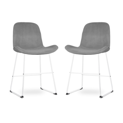 Nolon Nino-Fe Barkrukken Set van 2 - Velvet Grijs - Wit - 65 cm