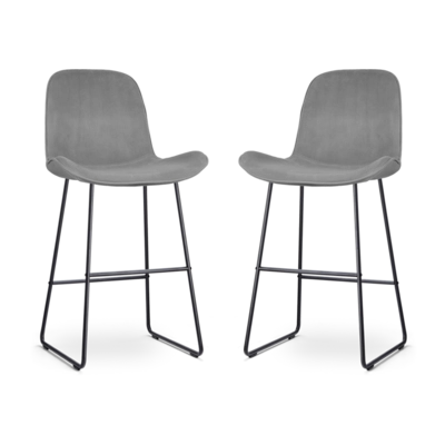 Nolon Nino-Fe Barkrukken Set van 2 - Velvet Grijs - Zwart - 75 cm