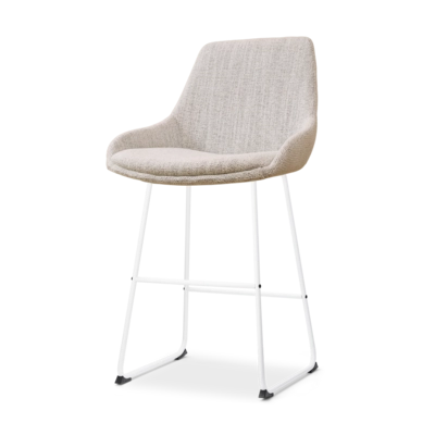Nolon Nino-Isa Barkruk Beige Gemeleerd - Stof - Wit Onderstel - 65 cm