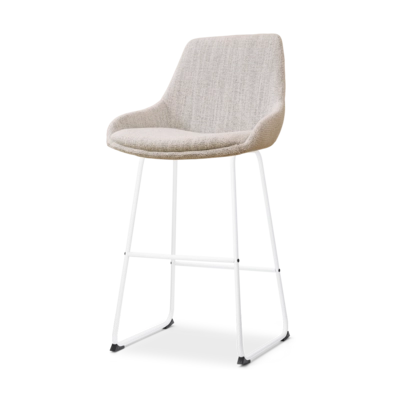 Nolon Nino-Isa Barkruk Beige Gemeleerd - Stof - Wit Onderstel - 75 cm