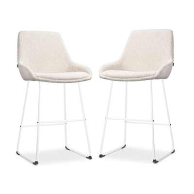 Nolon Nino-Isa Barkrukken Set van 2 - Boucle Beige - Wit - 65 cm