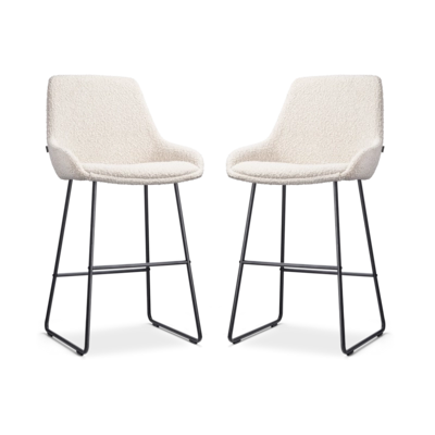 Nolon Nino-Isa Barkrukken Set van 2 - Boucle Beige - Zwart - 65 cm