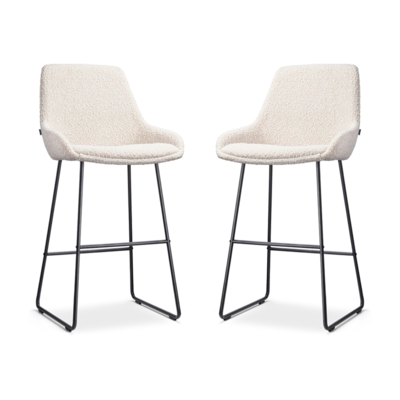 Nolon Nino-Isa Barkrukken Set van 2 - Boucle Beige - Zwart - 75 cm