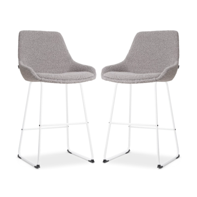 Nolon Nino-Isa Barkrukken Set van 2 - Boucle Taupe - Wit - 65 cm