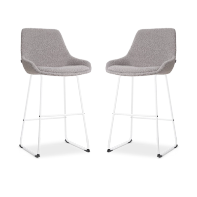 Nolon Nino-Isa Barkrukken Set van 2 - Boucle Taupe - Wit - 75 cm