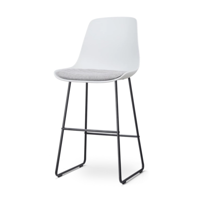 Nolon Nino-Liv Barkruk Wit - Lichtgrijs Kussen - Zwart Frame - 75 cm