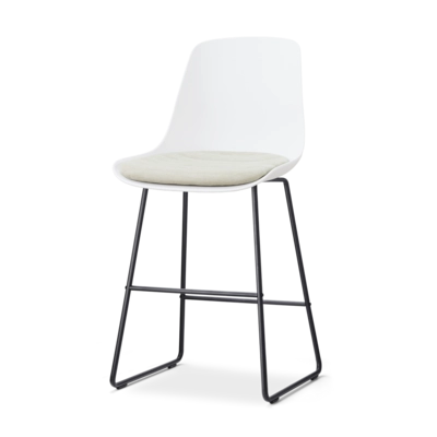 Nolon Nino-Liv Barkruk Wit met Naturelbeige Zitkussen Zwarte Poten 65 cm