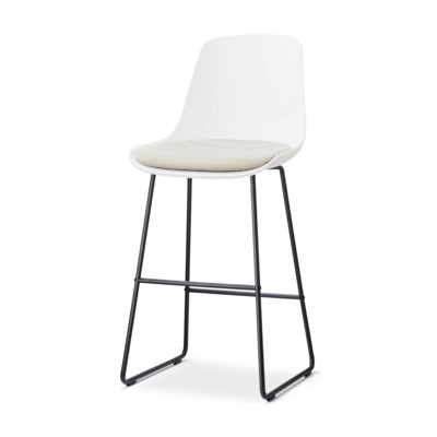 Nolon Nino-Liv Barkruk Wit met Naturelbeige Zitkussen Zwarte Poten 75 cm