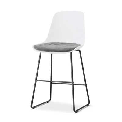 Nolon Nino-Liv Barkruk Wit met Zeegrijs Zitkussen Zwart Onderstel 65 cm