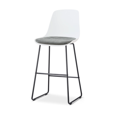 Nolon Nino-Liv Barkruk Wit met Zeegrijs Zitkussen Zwart Onderstel 75 cm