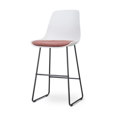 Nolon Nino-Liv Barkruk Wit - Terracotta Kussen - Zwart Frame - 75 cm