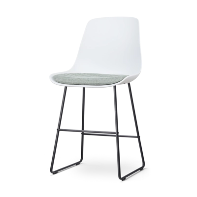 Nolon Nino-Liv Barkruk Wit - Zacht Groen Kussen - Zwart Frame - 65cm