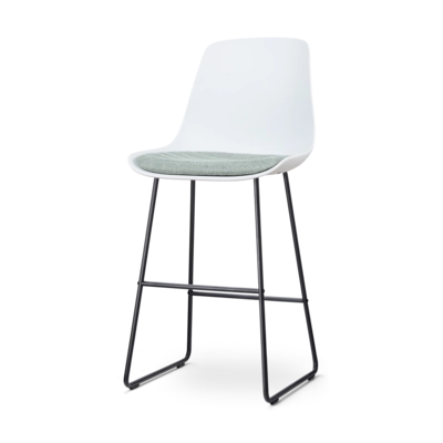 Nolon Nino-Liv Barkruk Wit - Zacht Groen Kussen - Zwart Frame - 75 cm