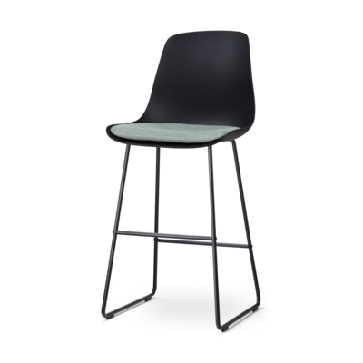 Nolon Nino-Liv Barkruk Zwart - Groen Kussen - Zwart Frame - 75 cm