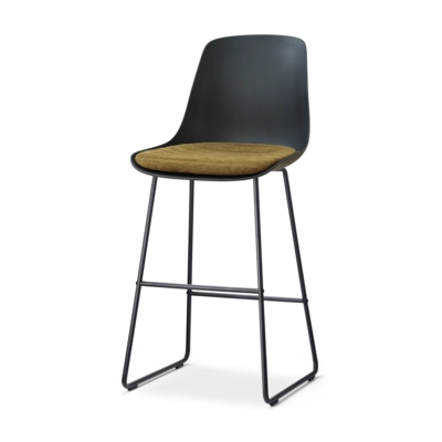 Nolon Nino-Liv Barkruk Zwart met Mosgroen Zitkussen Zwart Onderstel 75 cm